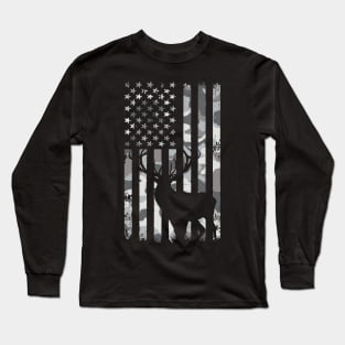 Camo Deer Hunter Flag Long Sleeve T-Shirt